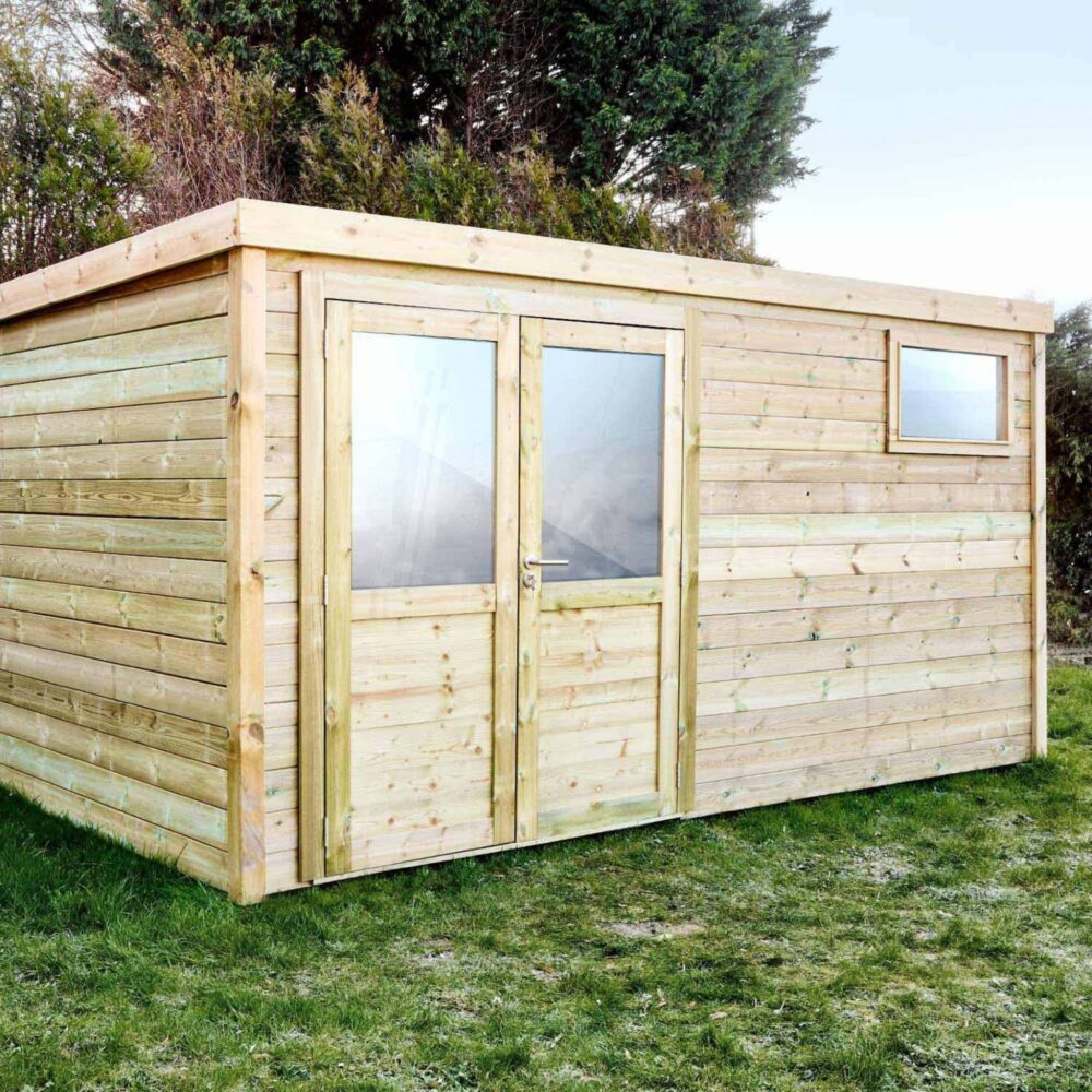 Abri de jardin contemporain 4.2 x 3.3m traité autoclave classe 3 – Image 2