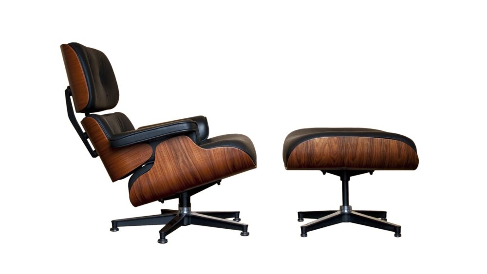 Lounge chair et Ottoman set avec revêtement en cuir