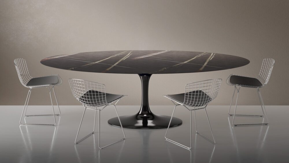 Tulip Oval Table à manger plateau en marbre Sahara – Image 2